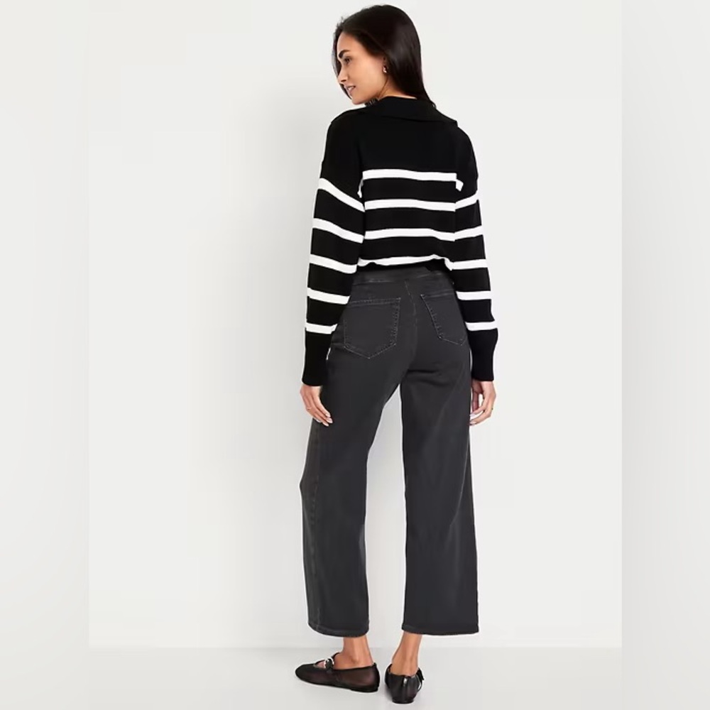Old Navy High-Waisted Weekender Pull-On Crop Wide-Leg Jeans NWT
